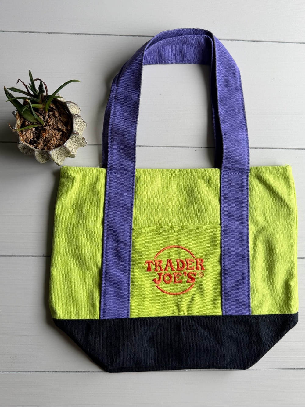 Lime Green & Purple Canvas Tote Bag